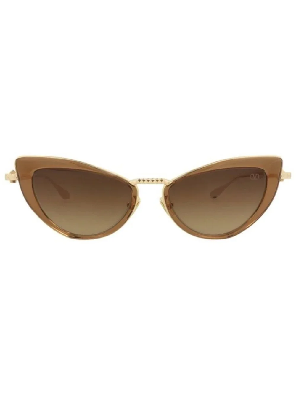 New Valentino Womens Cat Eye Brown Gold Brown Fashion Designer Sunglasses